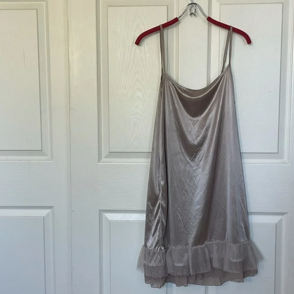 Melody Champagne Lace Hem Slip, size Large